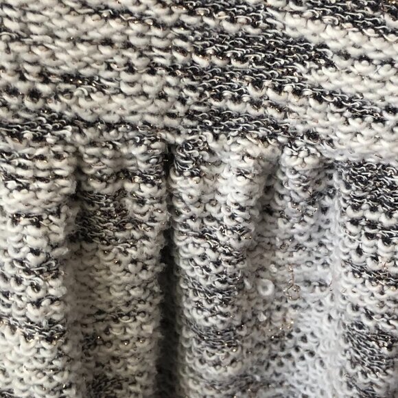 Maison Jules Long Sleeve Scoop Neck Gray/White Metallic Thread Knit Dress Size L - Picture 8 of 13